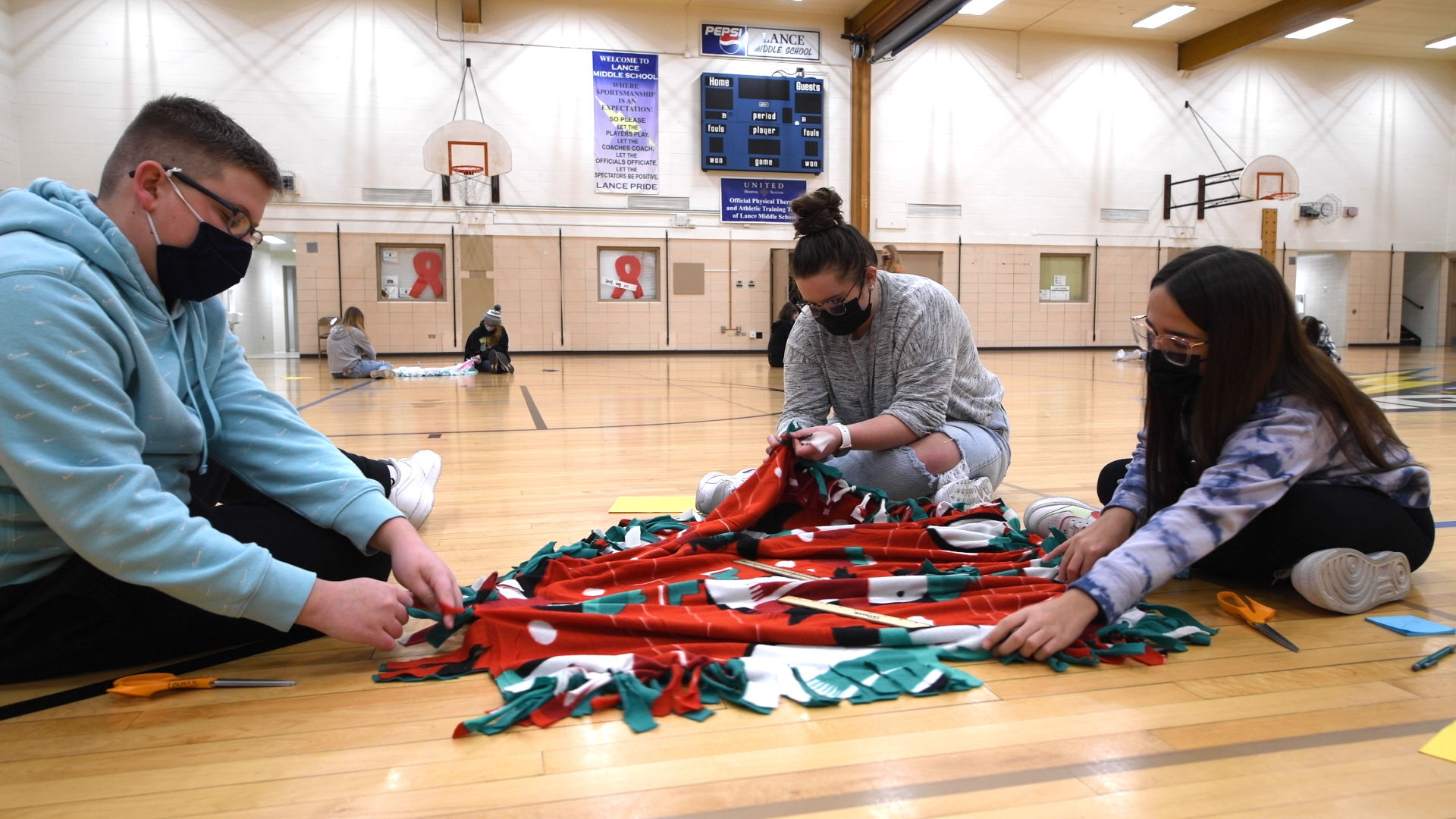 Fleece blanket assembly at Lance Middle School